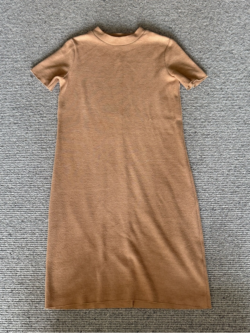 Zara Sweater Dress Camel Mock Neck Short Sleeve Small